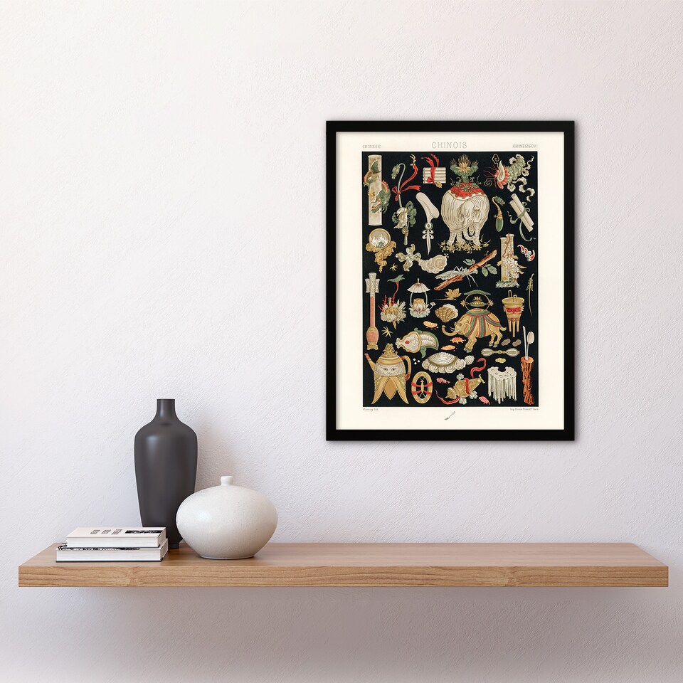 image 1 of Chinese Ornamental Objects Racinet Vintage Framed Wall Art Print 12X16"