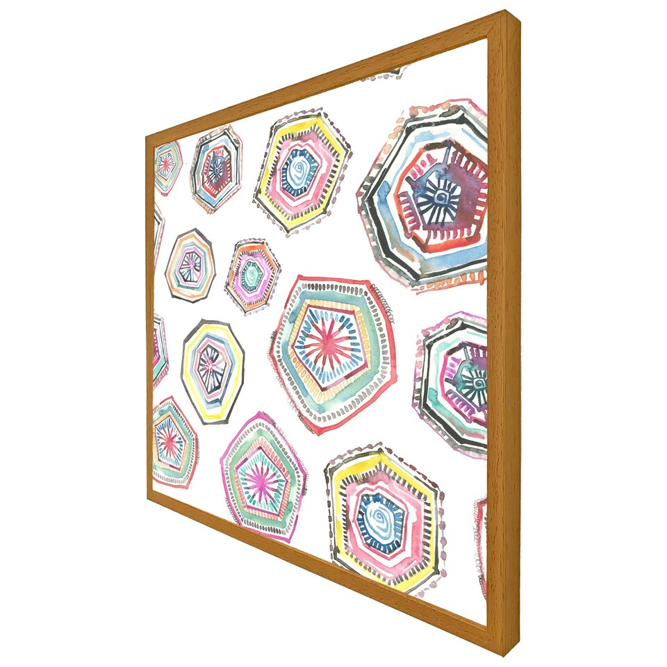 image 1 of Hand painted multicolour watercolour  geometrical pattern (Picutre Frame) Brown | S
