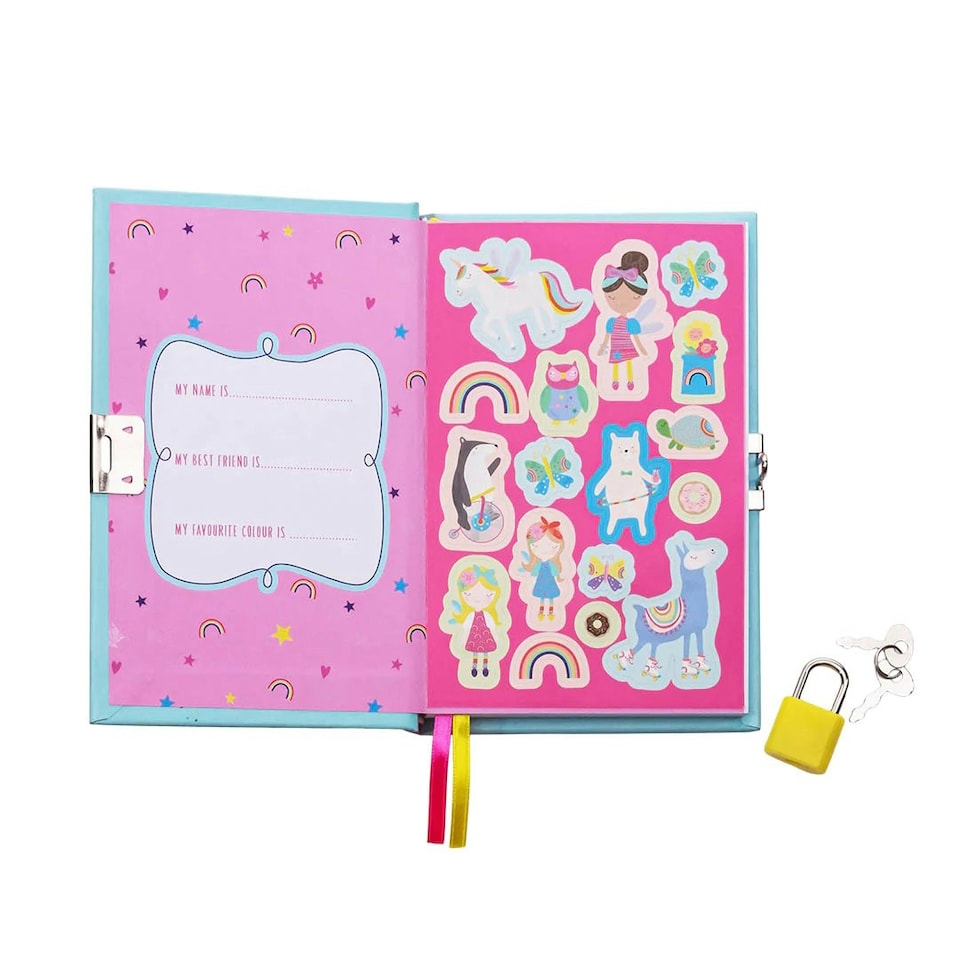 image 1 of Floss & Rock Children's Lockable Secret Diary Notebook - Rainbow Fairy