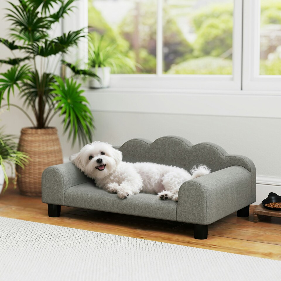 image 1 of Dog Sofa Bed, Cat Sofa with Backrest, Armrest, for Small Dogs, Grey Grey | One Size