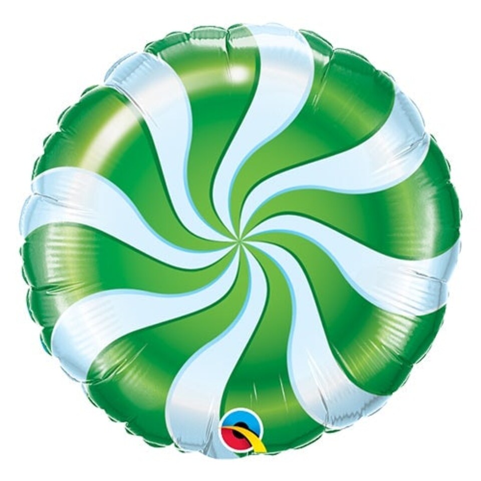 Green Candy Swirl Christmas Round Foil Helium Qualatex Balloon 46cm / 18 in