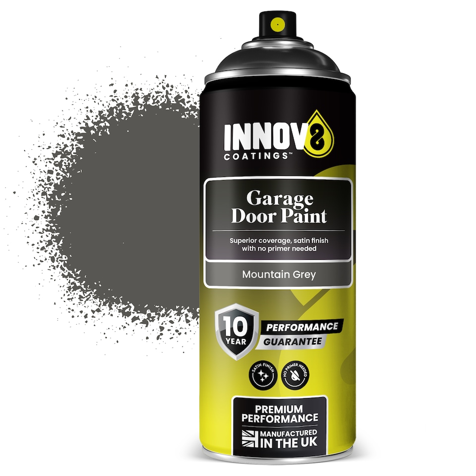 image 1 of Innov8 Coatings Garage Door Spray Paint 400ml - Mountain Grey Satin Finish - Exterior & Interior Multi Surface Paint for Metal, uPVC, Aluminium & Wood - Fast Dry, No Primer Required