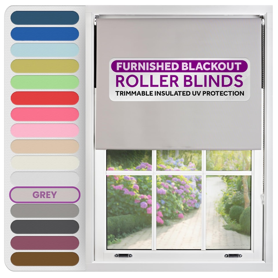 image 1 of Blackout Roller Blind 130cm Wide x 165cm Long | Grey | Grey