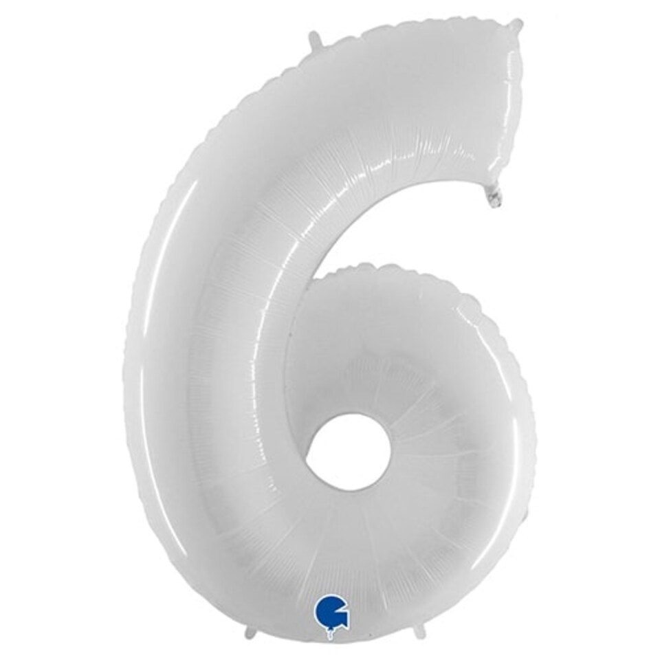 White Number 6 Helium Foil Giant Balloon 102cm / 40 in