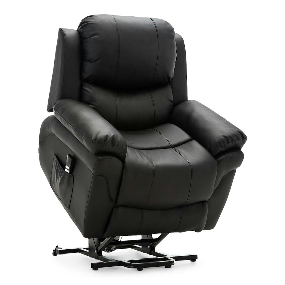 image 1 of Madison Dual Motor Electric Rise Recliner Bonded Leather Lift Chair (Black)