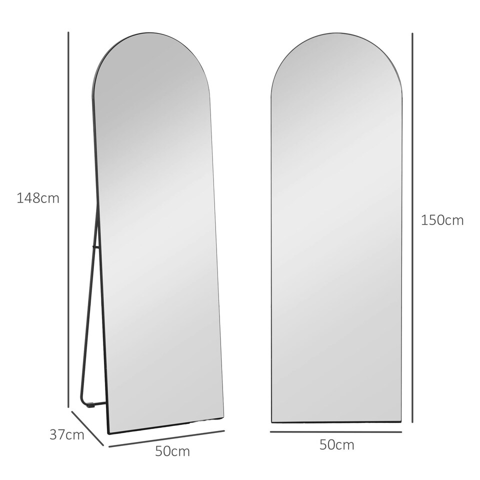 image 1 of HOMCOM Floor Mirror Wall Mount Leaning Standing Mirror 50 x 150cm Black