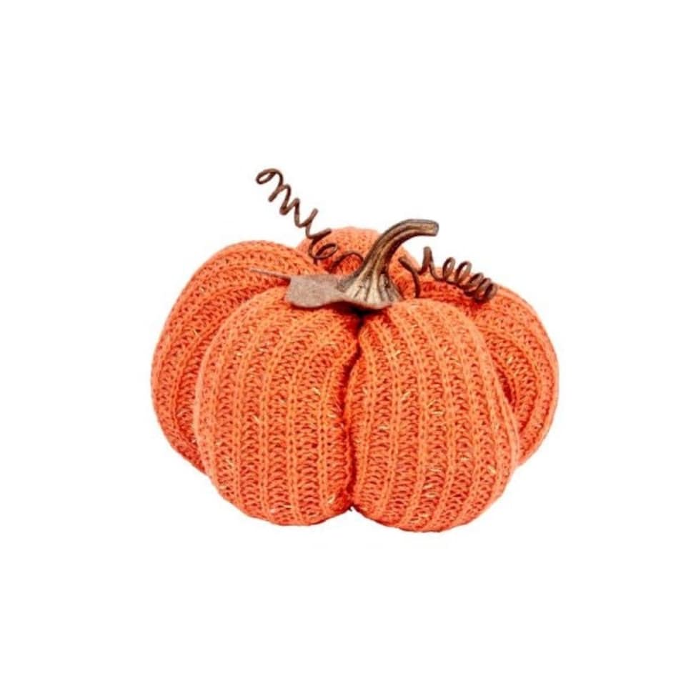 image 1 of Marco Paul 13cm Orange Plush Autumn Décor Pumpkin Halloween Decorations