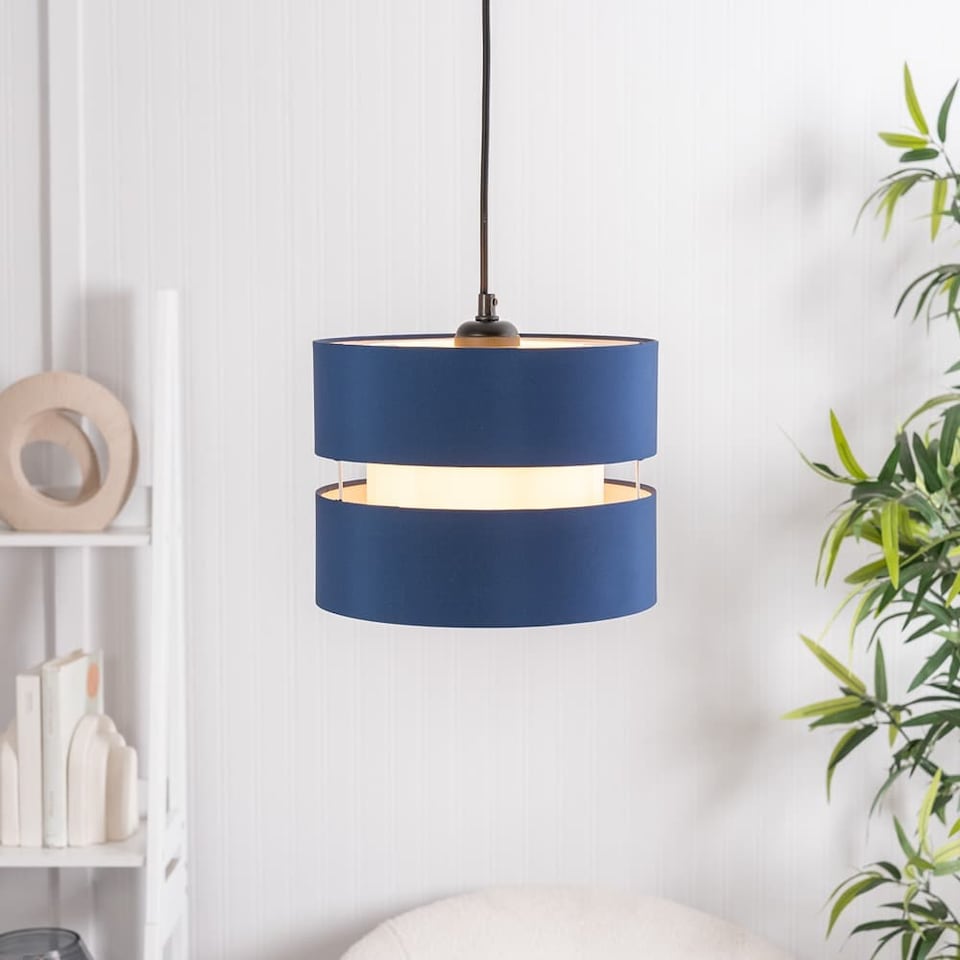 image 1 of ValueLights Sophia Pair of Small Navy 2 Tier Ceiling Light Shades | Blue
