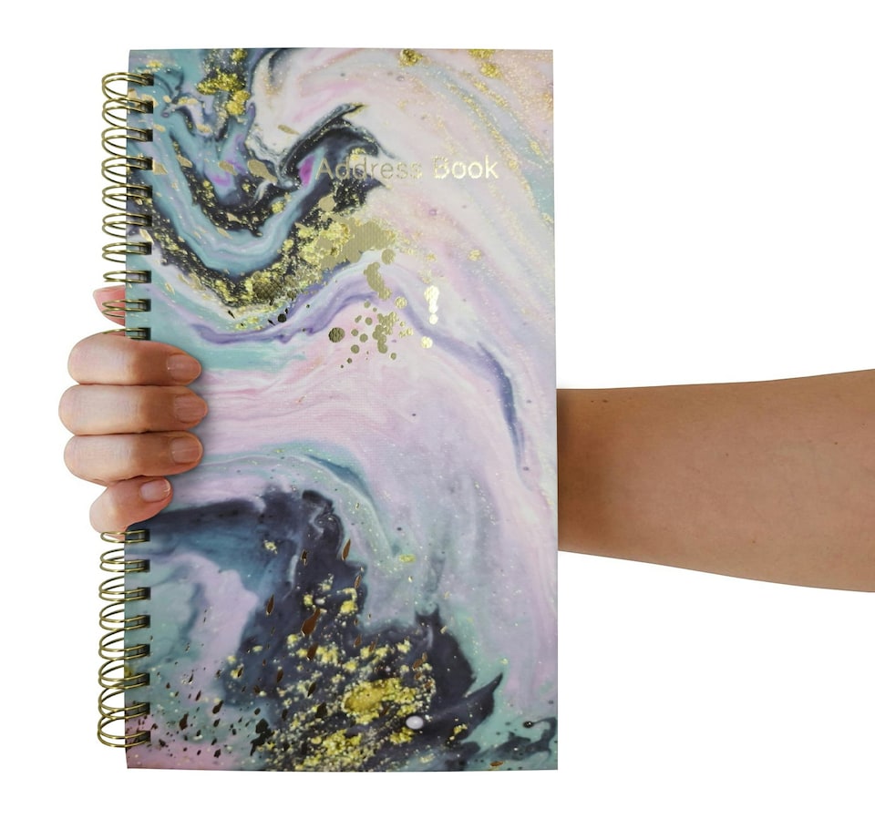 image 1 of Slim Spiral Bound Marble Address Book