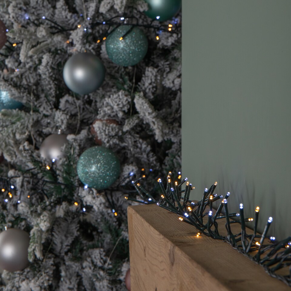 image 1 of 18.5m 1440 LED Christmas Cluster Multi-Action String Lights with Timer in White & Warm White