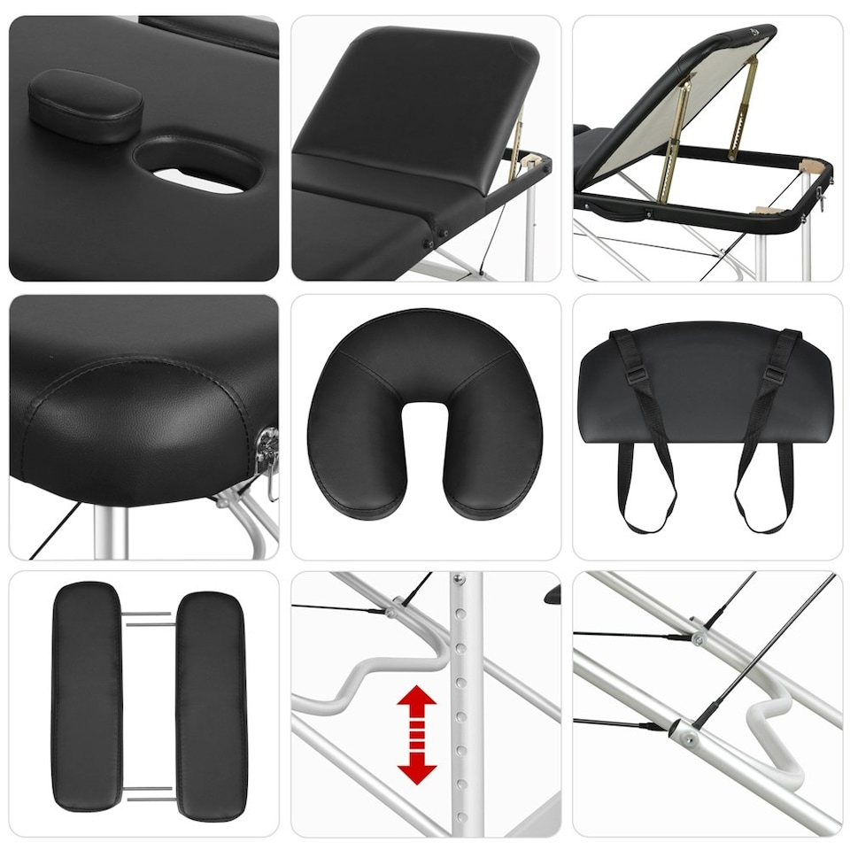 image 1 of Yaheetech Adjustable 3 Fold Massage Bed with Headrest and Hand Pallet