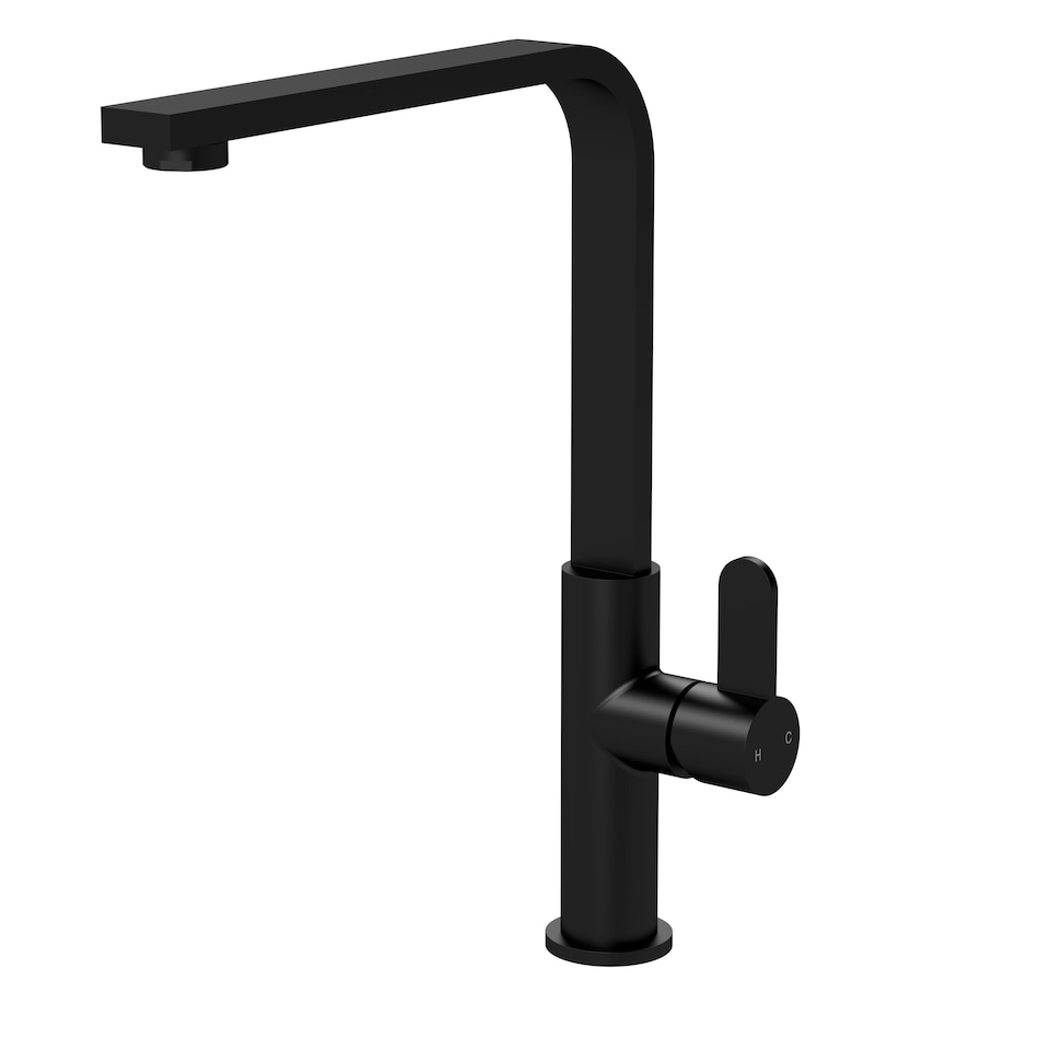image 1 of Chara Kitchen Sink Mono Mixer Tap - Matt Black Single Lever Handle | Black | Matt Black | 1