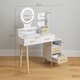 image 4 of HOMCOM Dressing Table with Mirror, Vanity Table with Adjustable LED Lights, Makeup Desk with 5 Drawers and 5 Shelves, White