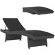image 1 of Outsunny PE Rattan Sun Lounger with 4-Level Adjustable Backrest Black | Black