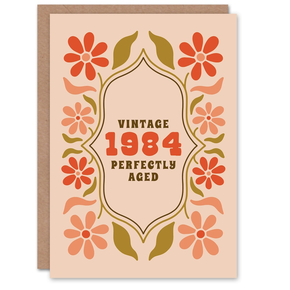 image 1 of Vintage Year Floral Flowers Her Born 1984 Aged 41 Years Old 41st Birthday Card