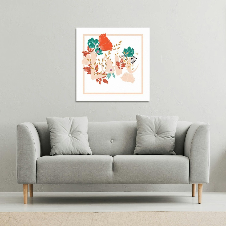 image 1 of Love & Flowers (Canvas Print) 127 x 127 x 4cm