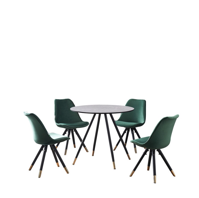 Sofia Dorchester LUX Dining Set â Sleek Grey Dining Table with Set of 4 Chairs, Modern Elegant Design for Stylish Dining Rooms Green Green