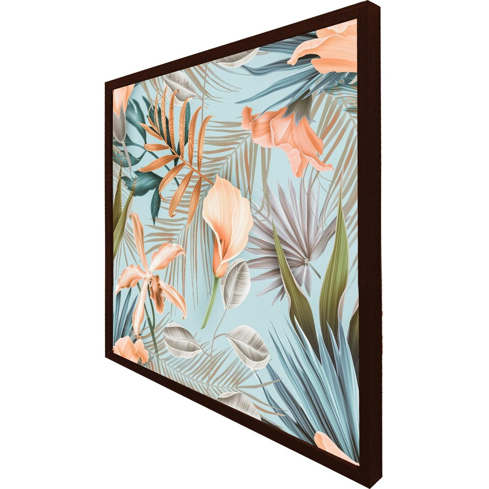 image 1 of Pink tropical flowers (Picture Frame) Grey | M