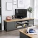 image 2 of Console TV Stand Television Unit Living Room Furniture Oak Solid | Grey