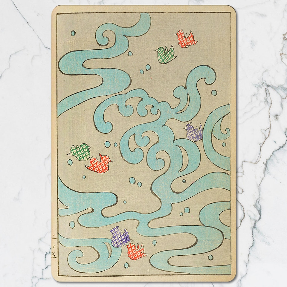 image 1 of 12 Piece Placemat And Coaster Set With Designer Artwork And Wood Bottom