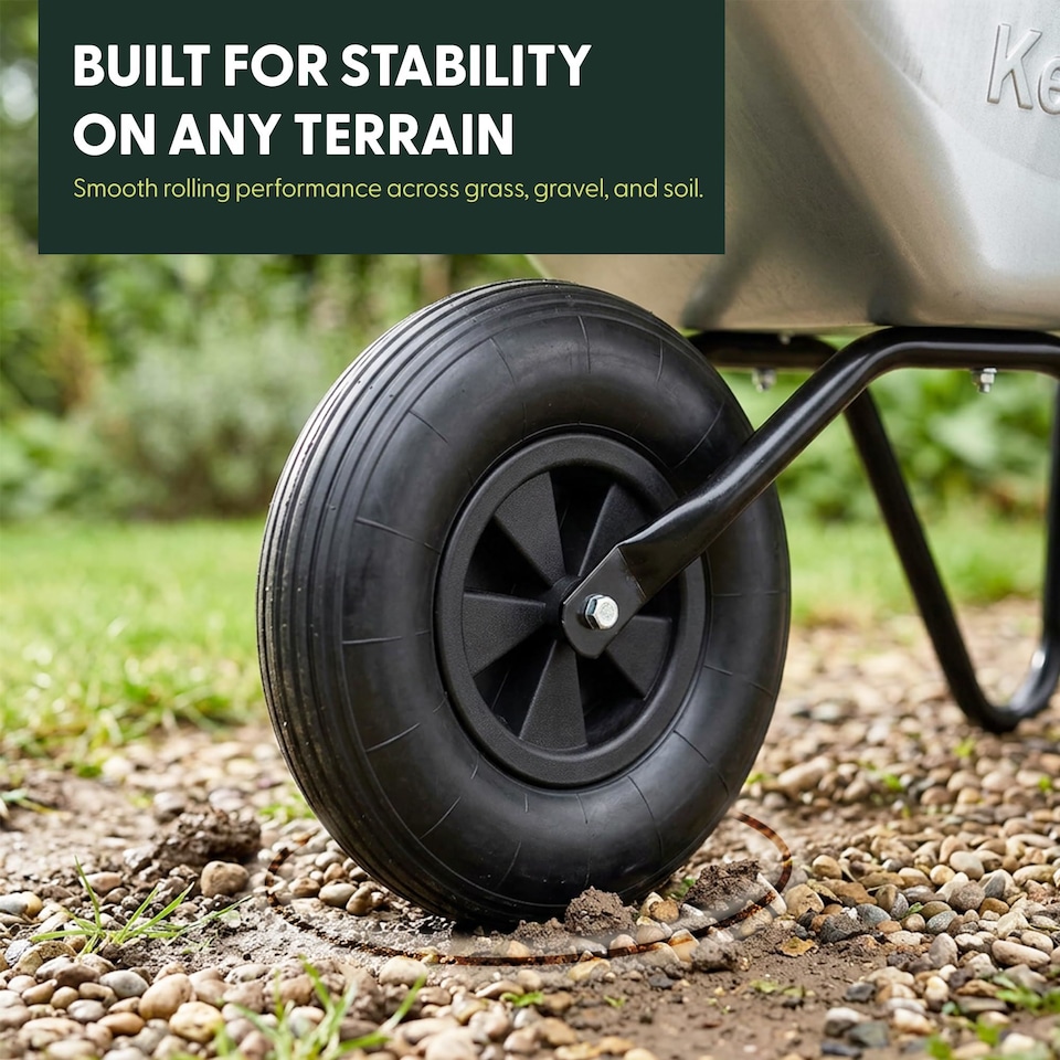 image 1 of Keplin Garden Wheelbarrow Galvanised Steel with Single Pneumatic Tyre