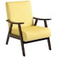 image 1 of HOMCOM Nordic Accent Chair, Upholstered Velvet Armchair with Solid Wood Frame and Soft Thick Padded for Living Room, Bedroom, Champagne | Yellow | Yellow