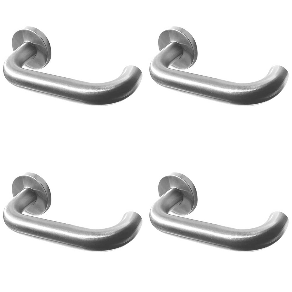 4 PACK Premium 19mm Satin Stainless Steel Door Handle with Sprung Rose - Interior Handle