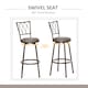 image 4 of HOMCOM Set of 2 Bar Chairs Swivel Armless Upholstered Metal Frame Barstools with Backrest & Footrest, Bronze