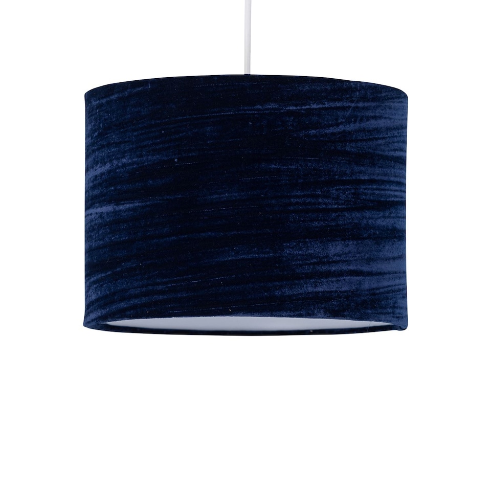 image 1 of Modern Navy Blue Crushed Velvet 33cm Easy Fit Ceiling Light Shade Pendants | Blue | Large | 1