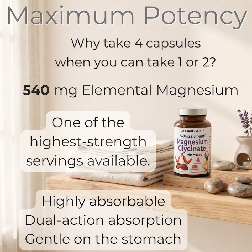 image 1 of Dietapplements Magnesium Glycinate with Vitamin B6 90 Capsules