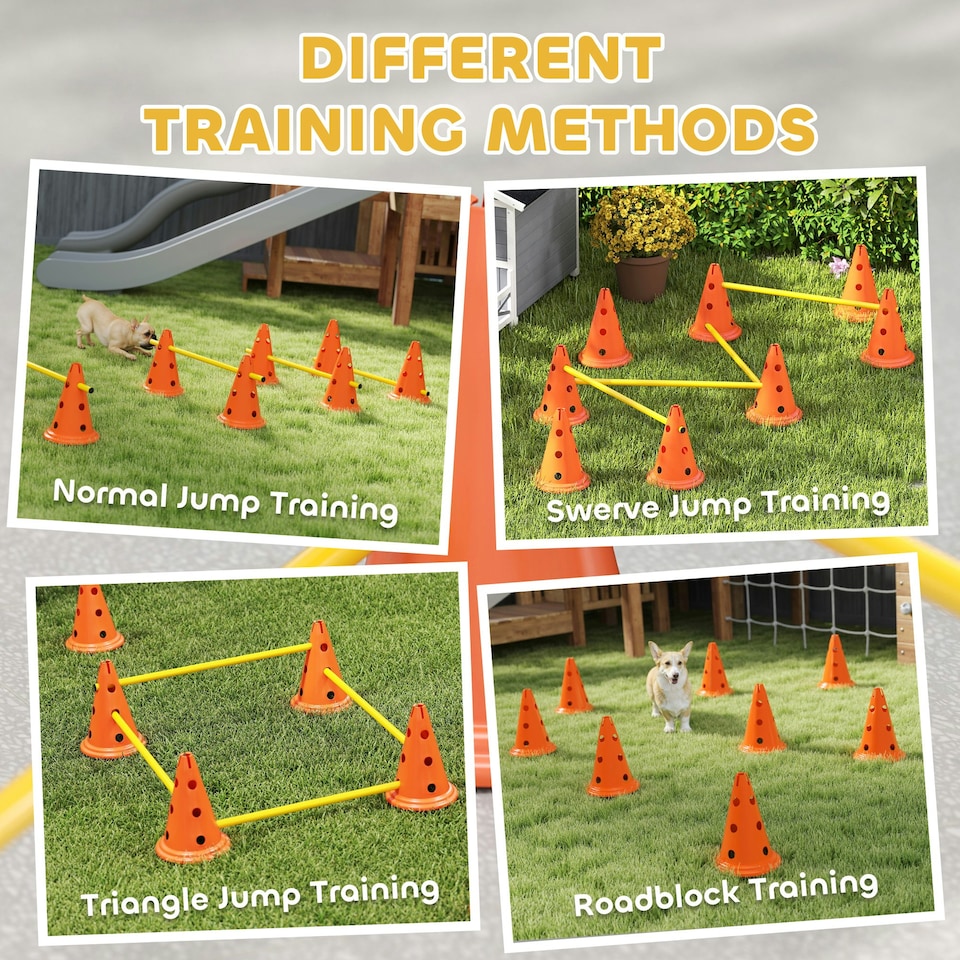 image 1 of PawHut Dog Agility Equipment Set, Four-Piece Adjustable Height Jumping