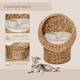 image 2 of PawHut Wicker Cat House, Raised Cat Bed with Cylindrical Base, 50 x 42 x 60 cm