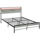 image 1 of HOMCOM LED Double Bed Frame with Charging Station, 135 x 190cm, Cement Grey
