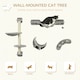 image 3 of PawHut 4 Piece Cat Wall Furniture Hammock Ladder Steps Plush Sisal Grey
