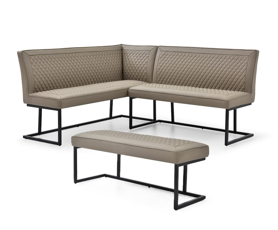 image 1 of Left Hand Facing Beige Corner Dining Bench Set