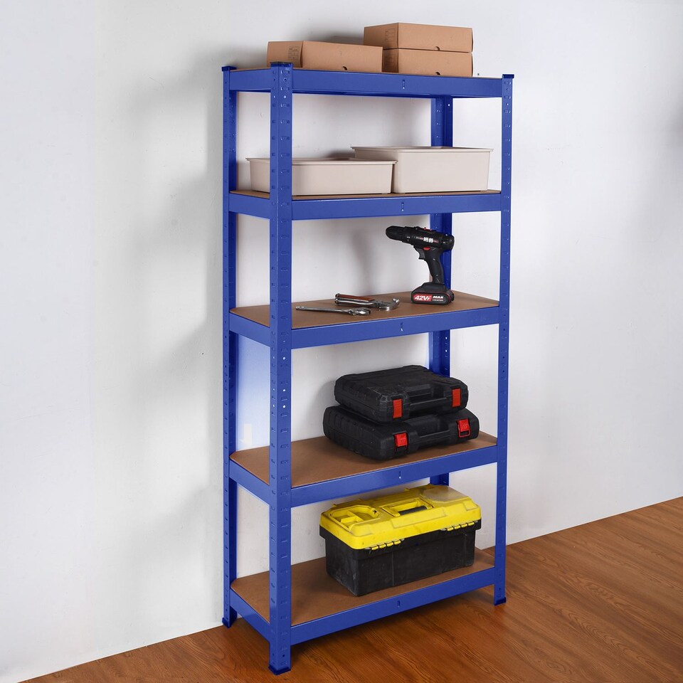 image 1 of House of Home Steel Racking Shelving 5 Tier Heavy Duty Garage Storage Racks Shelf Metal Unit | Blue