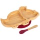 image 1 of Tiny Dining Bamboo Dinosaur Baby Weaning Plate & Fork Set - Red