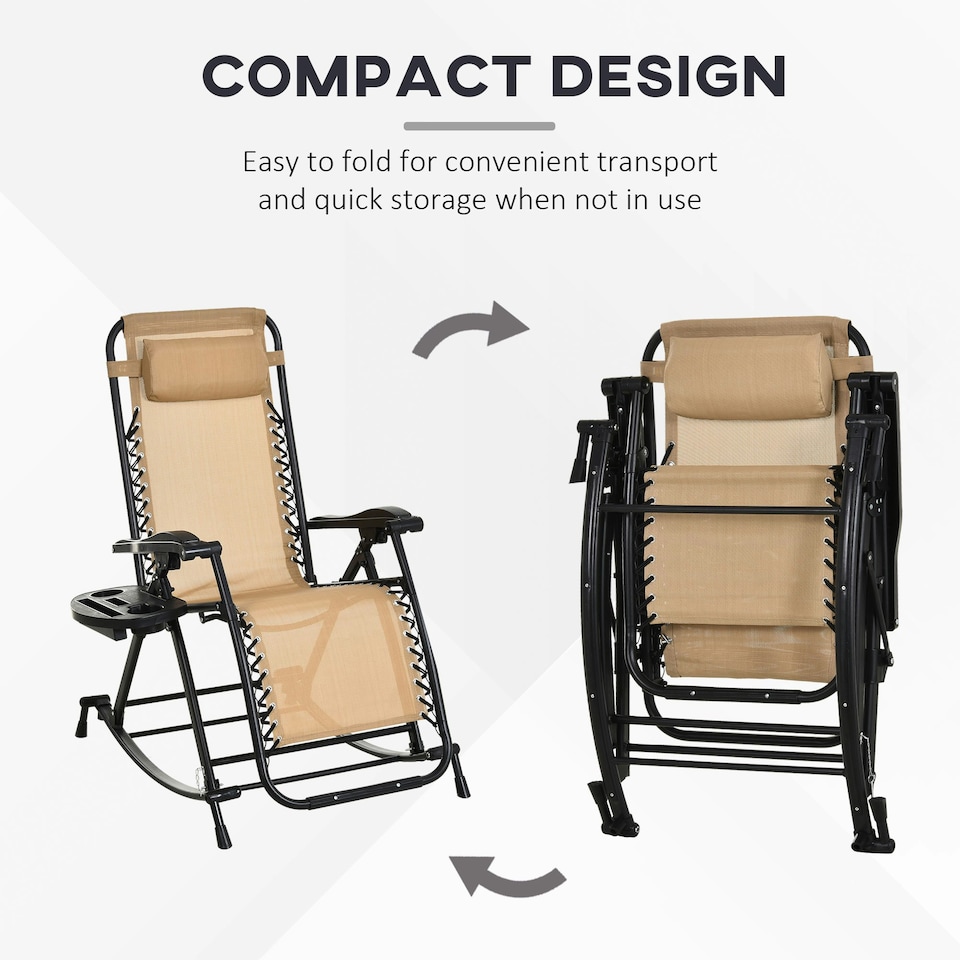image 1 of Outsunny Folding Recliner Chair Outdoor Lounge Zero-Gravity Seat