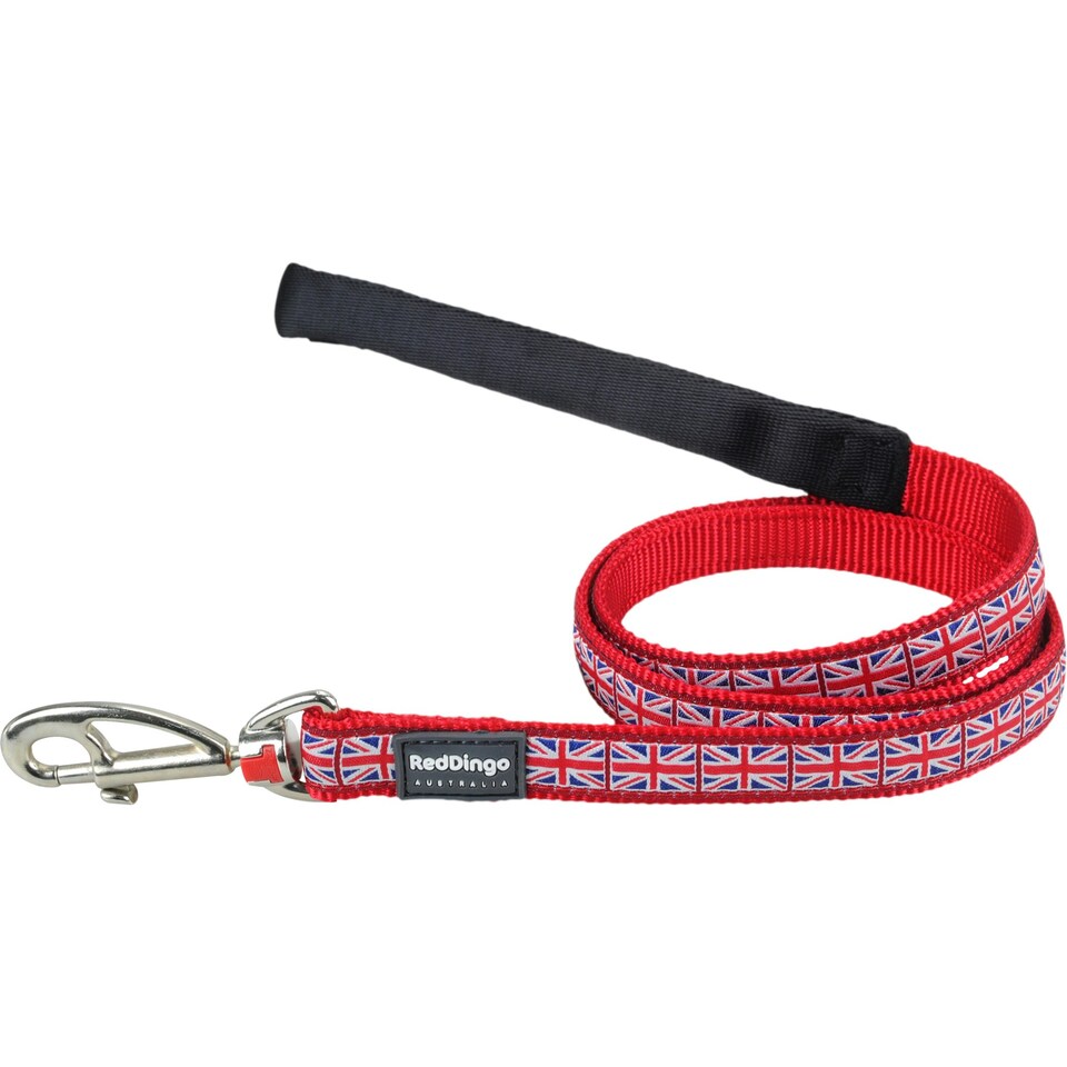 Dog Lead Design Union Jack Flag on Red 1.2m Red | S