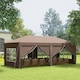 image 2 of Outsunny 3 x 6m Pop Up Gazebo Height Adjustable Party Tent w/ Storage Bag Brown