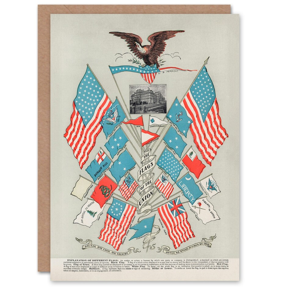 image 1 of Vintage 1901 Art Card Flags of the American Union