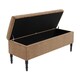 image 5 of 150cm Paris Plain Ottoman Storage Bench -Naples Shoes Bench with Black Turned Wooden Legs - Brown Upholstery Storage Footstool