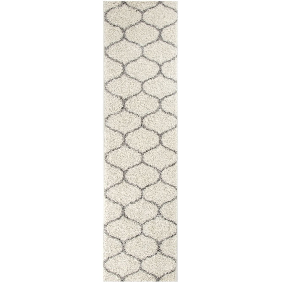 image 1 of The Rugs Moroccan Collection Soft High Pile Shaggy Trellis Floor Rugs and Runners Living Room
