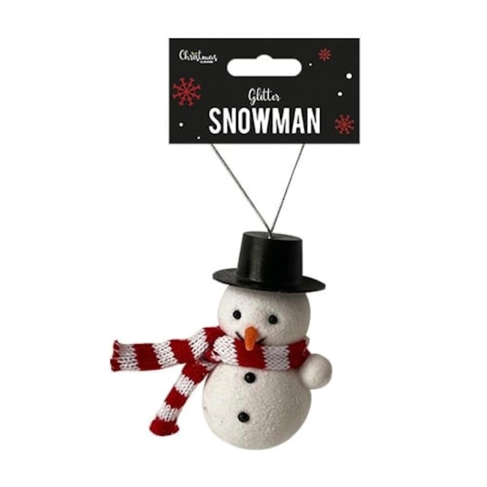 Christmas Glitter Snowman Hanging Tree Decoration 8cm