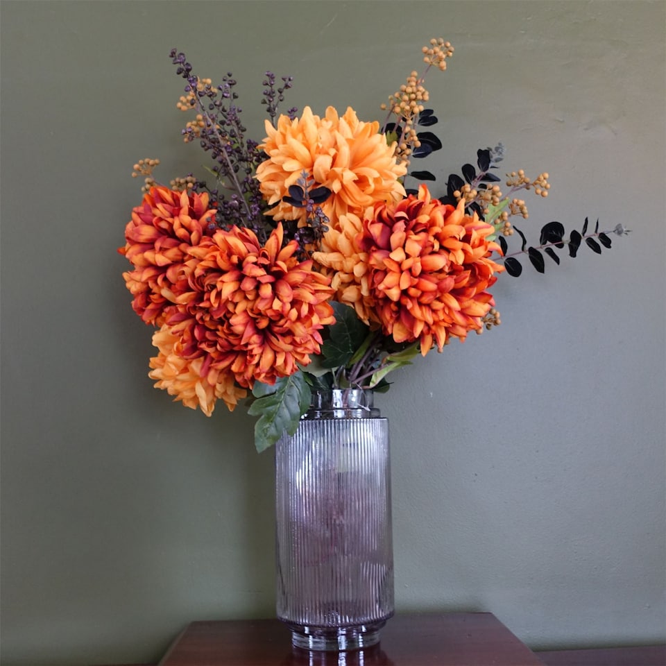 image 1 of Glass Vase Clear Ridged Glass Vase 31cm Botanik | White | 31