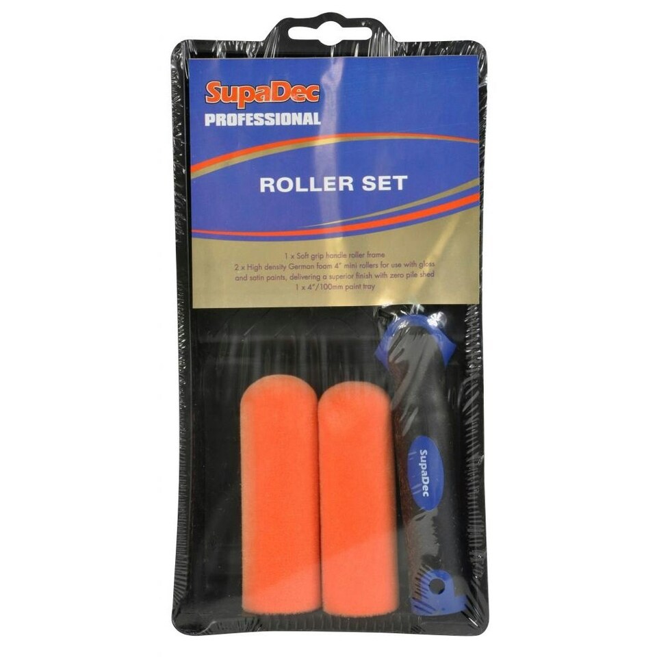 SupaDec Foam Paint Roller Set - Orange/Black - 4in