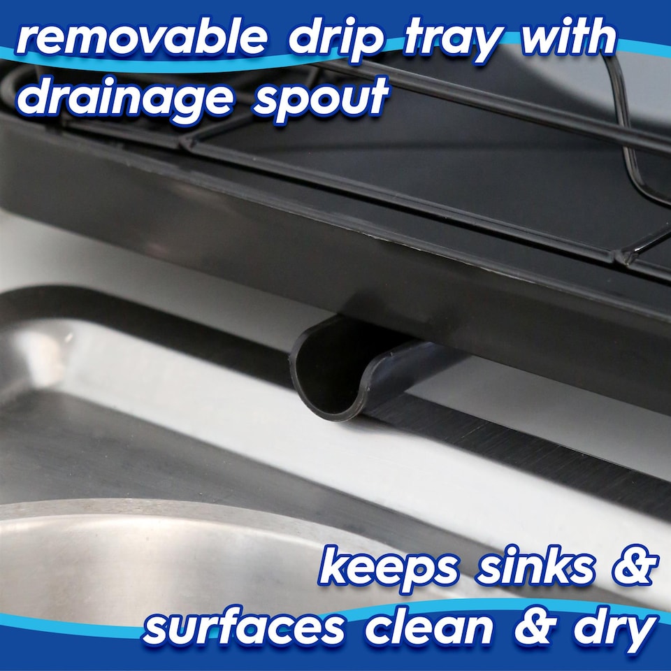 image 1 of Harbour Housewares Metal Dish Drainer Rack with Drip Tray - Black | Black | Black