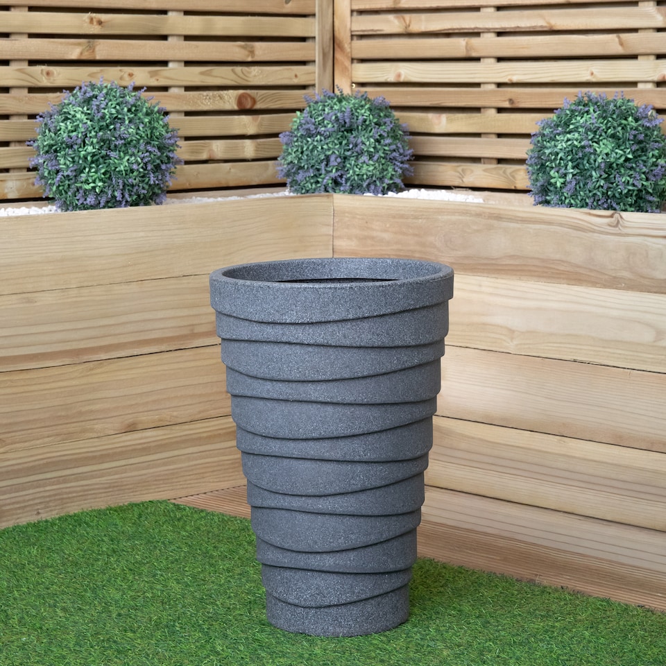 image 1 of 56cm Medium Round Grey Garden Patio Trojan Plant Pot