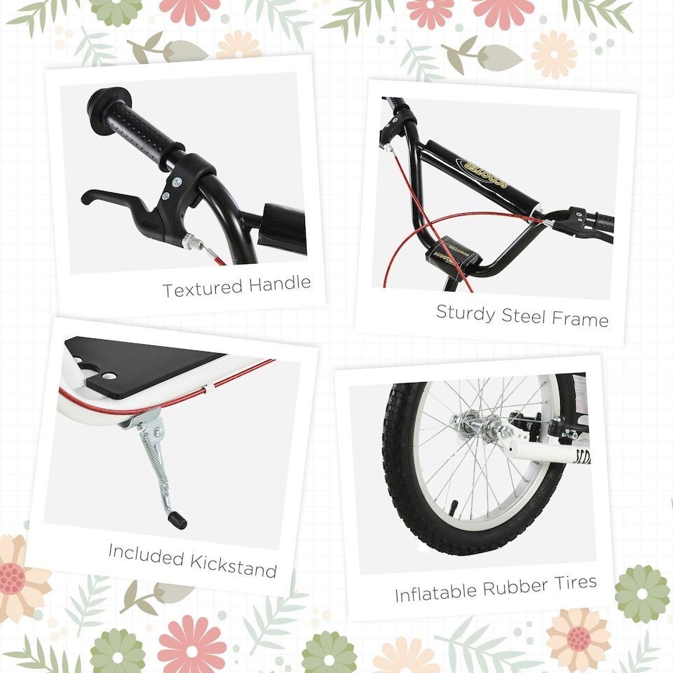 image 1 of HOMCOM 90-96cm Kids Kick Scooter w/ Adjustable Handlebar Inflatable Wheels White