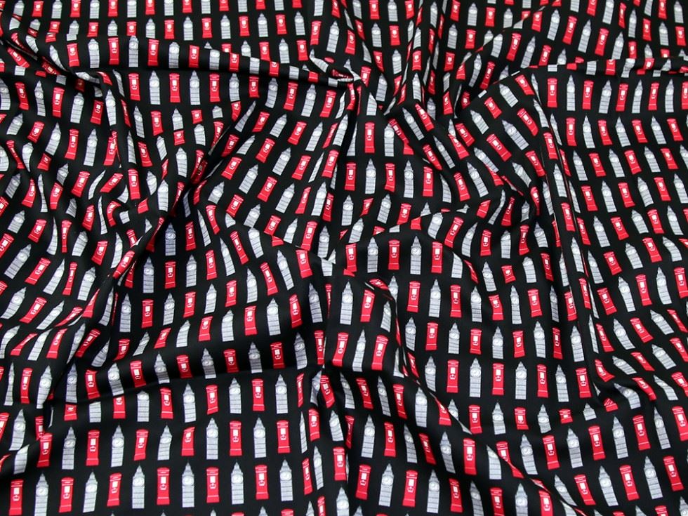 John Louden Black 100% Cotton Poplin Dressmaking Fabric, 112.5cm / 44" Wide - per metre